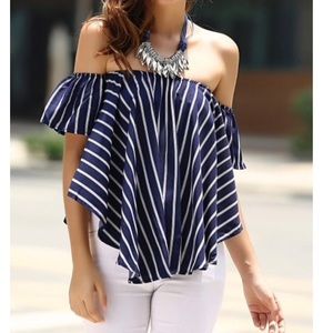 Striped off the shoulder blouse